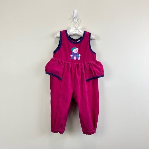 Vintage Teddy Bear Ruffle Overalls 18 Months - Picture 1 of 9